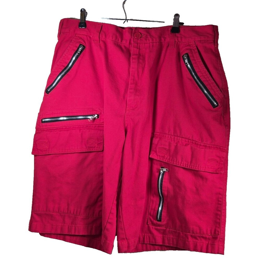 Trust Shorts Men Size 40 Red Cargo Casual Flat Front Zipper Accents Red Shorts